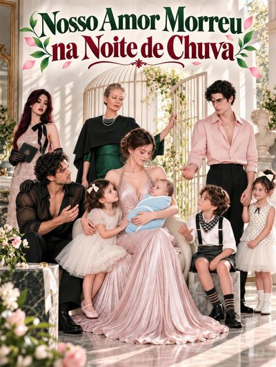 Capa da minissérie Nosso Amor Morreu na Noite de Chuva