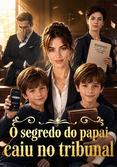 Capa da minissérie O Segredo do Papai Caiu no Tribunal